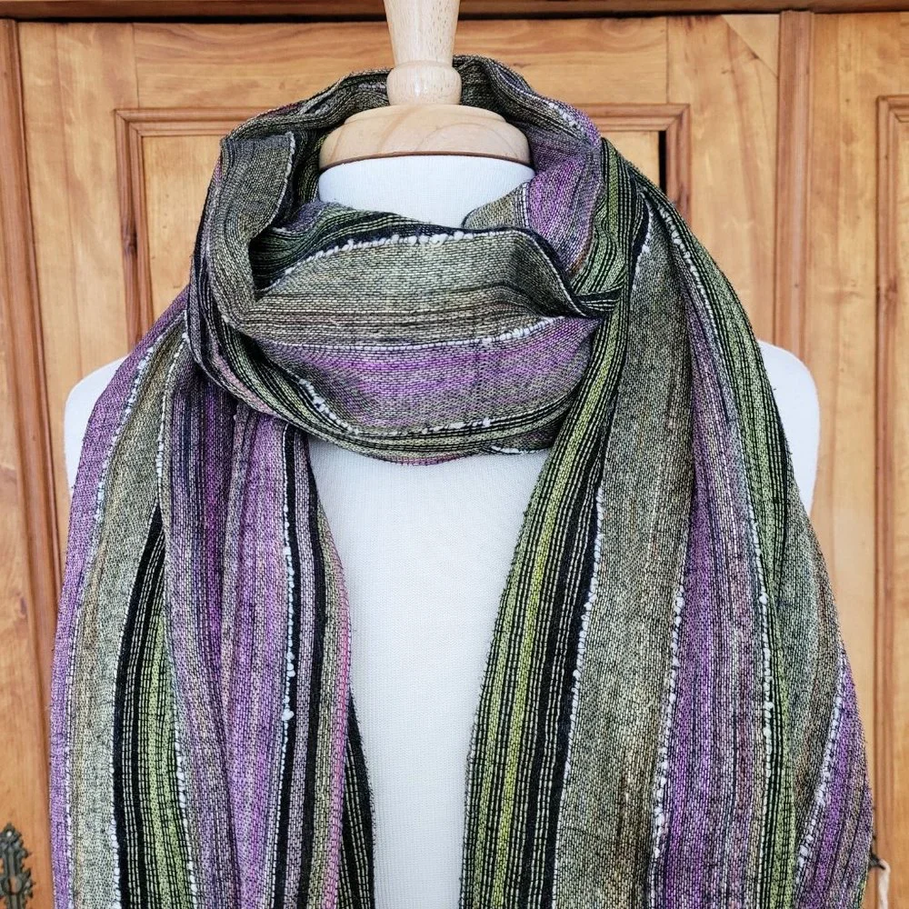 Colorful Scarf /Wrap with Braided Tassels